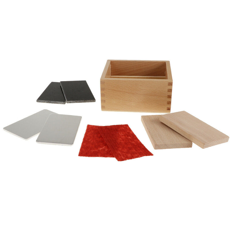 Montessori Rial Material Thermic Tactile Sense Tablets In Wooden Box 12x12x7cm