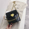 Women Bucket Shoulder Bag Leather Love Buckle Chain Crossbody Bags (Black)