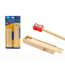 12color Wood Pencil Case Box Colour Pencils&Wooden Ruler Sharpener Set E3I1