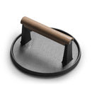 1x Professional BBQ Steak Meat Grill Press Cast Iron W/Wooden Handle