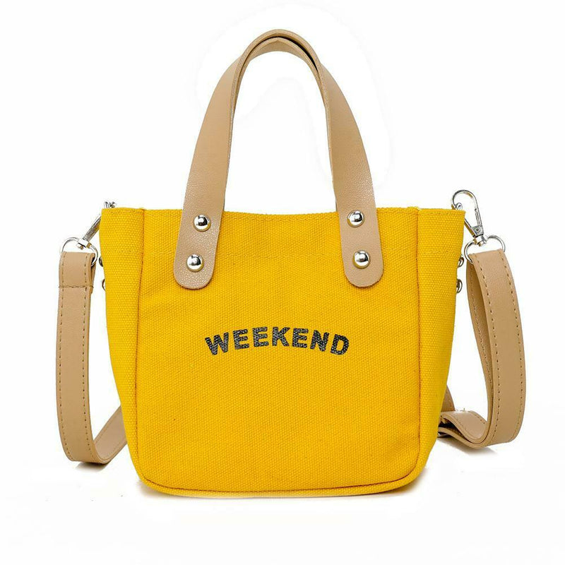 Letter Print Shoulder Satchel Handbags Canvas Women Crossbody Bags (Yellow) A