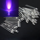 50 pcs 3mm 2 Pin UV/ Purple LED Light Bulb Emitting Diode Lamp Bright DC 3 GIW
