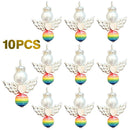 10pcs Rainbow Beads Guardian Angel Wings Charms Jewelry Pendant Kit Craft
