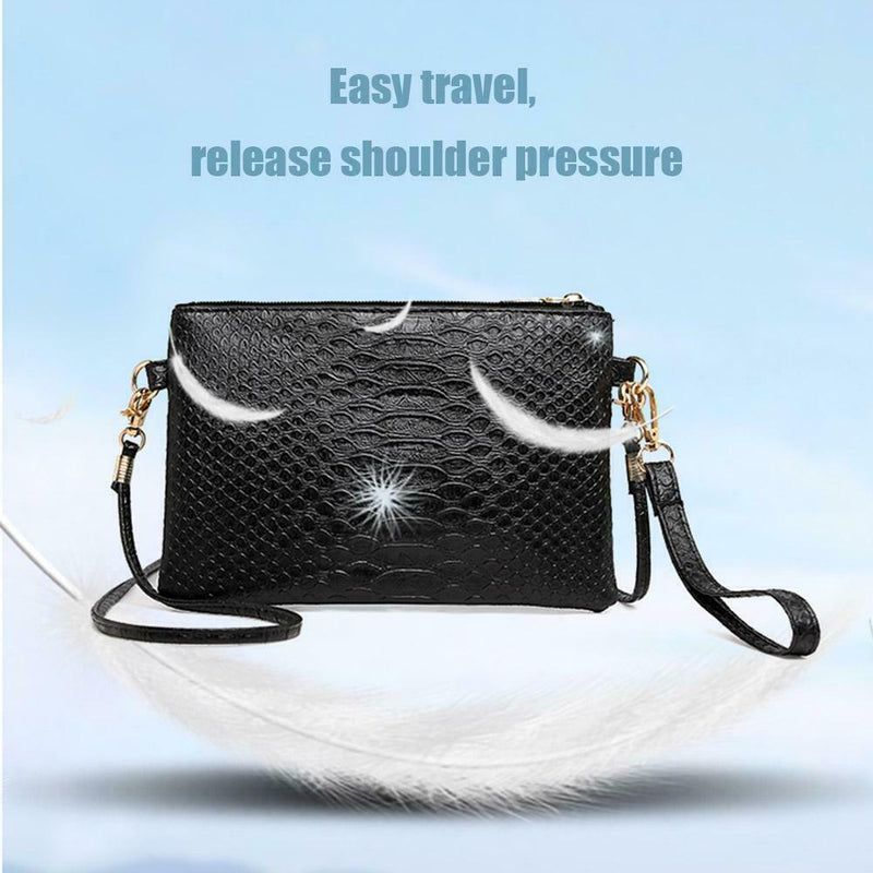 Alligator Pattern Wristlet Clutch Women Shoulder Messenger Handbags (Black)