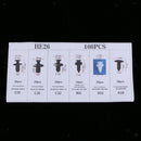 100Pcs Nylon Bumper Fasteners Fender Rivet Clips 6 Sizes Push Type Car Retainer