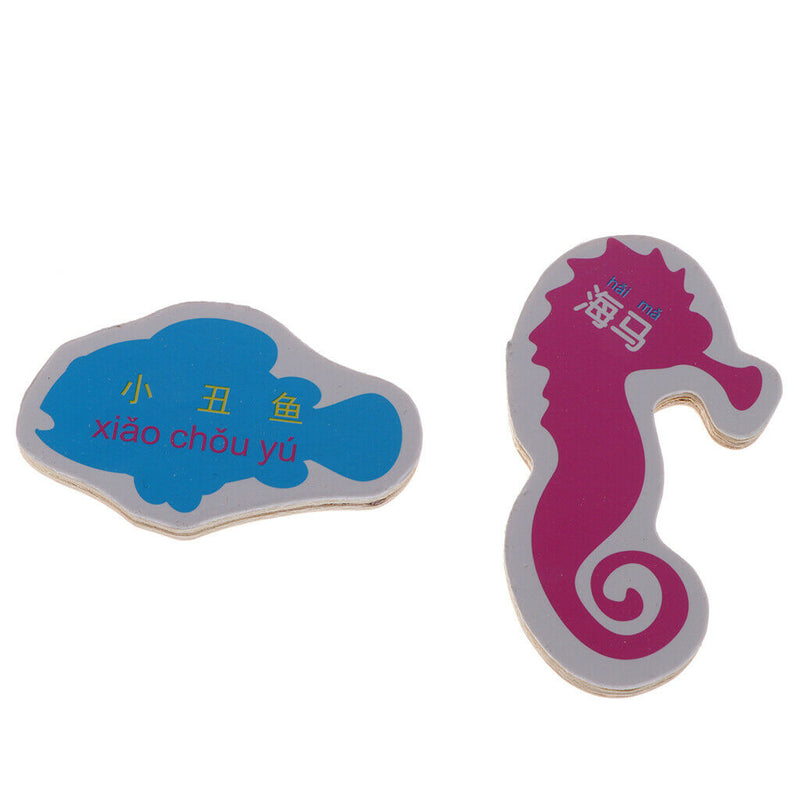 Set Of 34pcs Wooden Fishing Game Fishing Board Rods Children Role Play Game