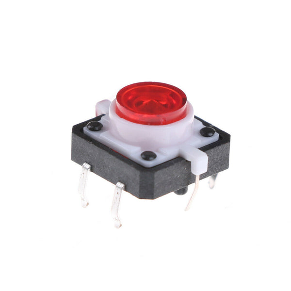 5pcs 12*12*7.3 Red Tactile Push Button Switch Momentary Tact LED  B Kw