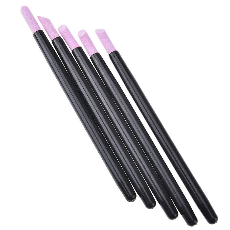 5pcs/lot nail art quartz scrubs stone cuticle remover stick pen polish .-J Gw