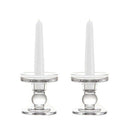 Clear Glass Pillar Candle Holder, Dual Use Taper Candle Stand for Pillar or