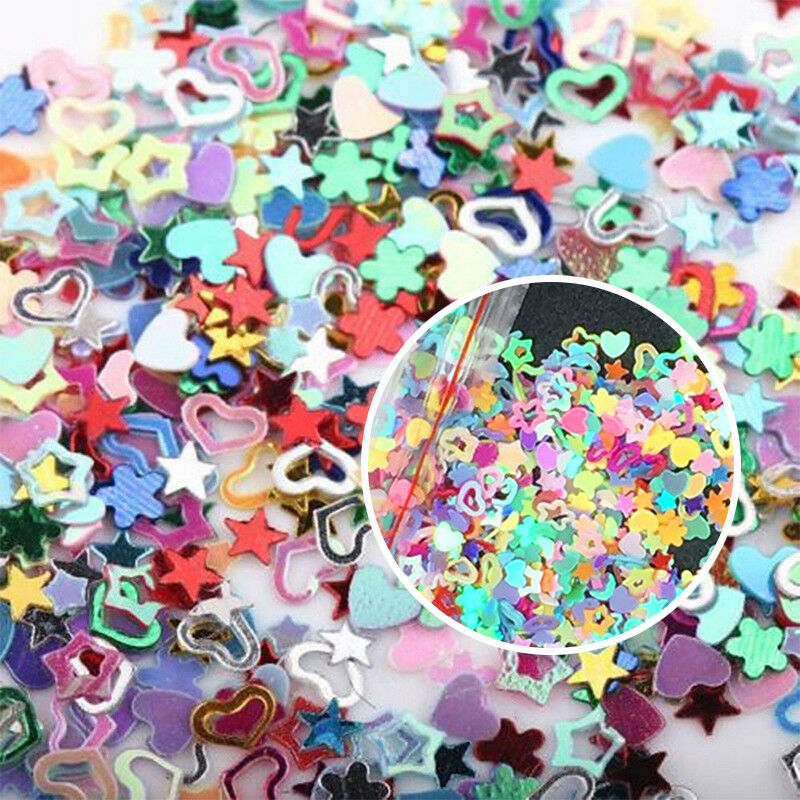 5000pcs Nail Art DIY Glitter Heart Flower Star Sequins Stickers Decals Supply