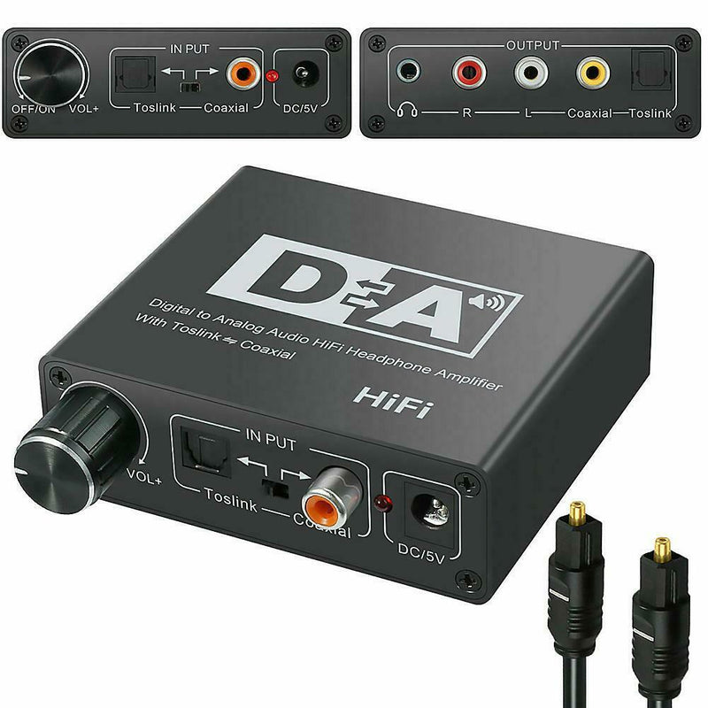 Optical Coaxial Digital to Analog Audio HiFi Headphone Converter Amplifier