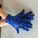Woman Full Finger Sequins Show Jazz Dance Gloves Mittens (Blue) R6Y2