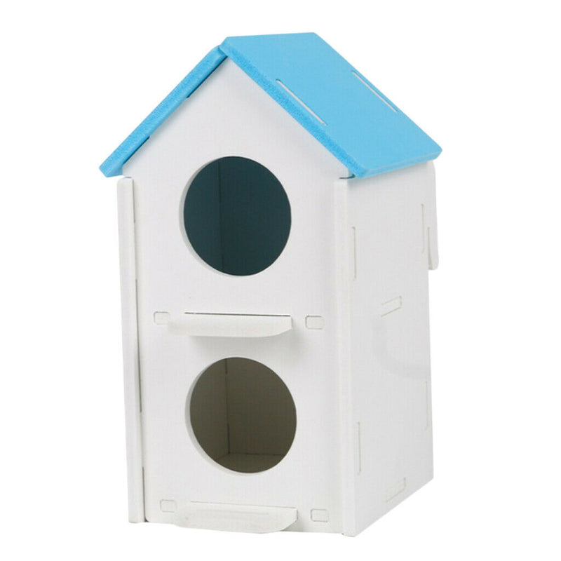 Pet Wood Breeding Nesting Bird Cage Box Nest House Hut for Parrot Birds Blue