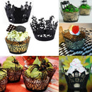 36pcs Black Halloween Hollow Cake Paper Cup Liners Baking Cupcake Wrappers Cases