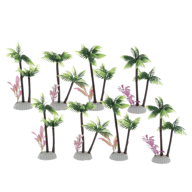10pcs Artificial Coconut Tree Creative Scenery Decoration for   Tank Home