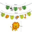Animal Cartoon Animal Jungle Leaf Theme Bunting Birthday Banner Party Decor FT
