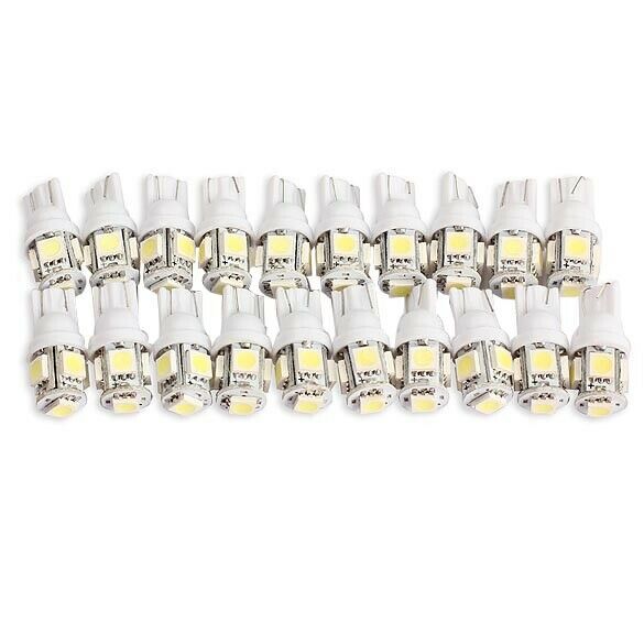 20PCS T10 5050 5SMD LED White Light Car Side Wedge Tail Light Lamp Bright A