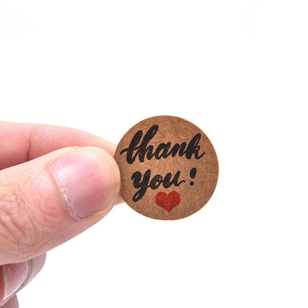 1 Roll Kraft Paper Hand Made Thank You Stickers Appreciation Tag Label Stick Gw