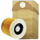 For Karcher Wet&Dry Wd2 Vacuum Cleaner Filter And 10x Dust Bags G7D5