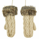 Warm Ladies Rag Wool Winter Snow Mittens Knitted Fleece Lined Fur Gloves-Be