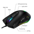 7 Buttons Type-C Wired Optical Mouse 3200DPI Adjustable Backlight Gaming Mice