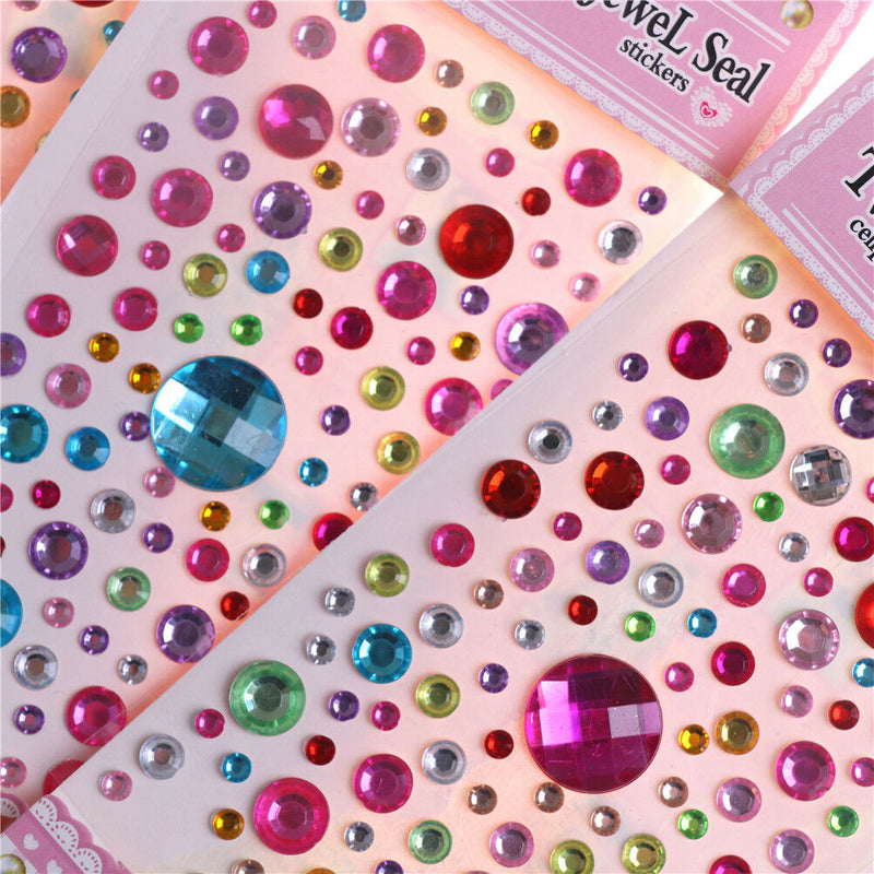 1 Sheet Self Adhesive Rhinestone Crystal Bling Stickers Round Phone DecorCraf 3C