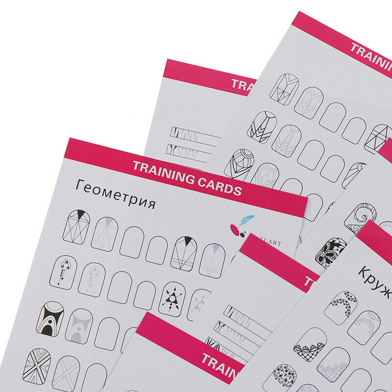 12Sheet Nail Art Training Practice Lines Drawing Painting Template LearningS Ew