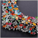 Women Alloy and Crystal Butterfly Necklace and Earring Set 40+7cm Multicolo