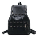 Fashion Women PU Leather Rivet Backpack Casual Girls School Bag Black