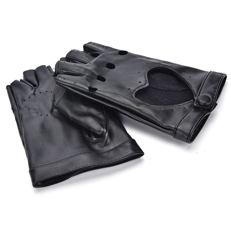 Women Punk Leather Driving Biker Fingerless Mittens Dance Motorcycle Gloves Gw