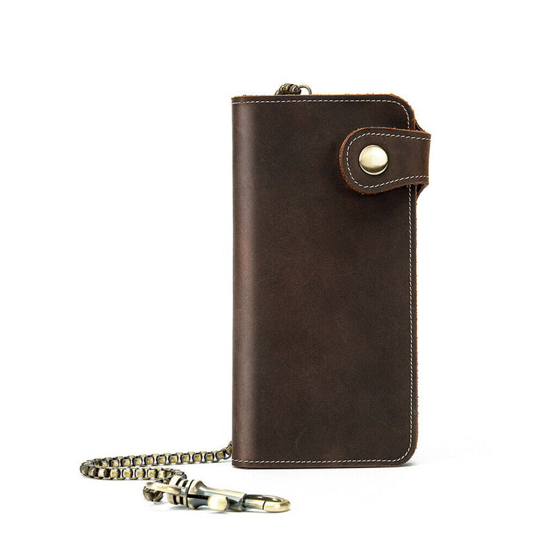 Men's Long Clutch Wallet Credit Card Bifold Holder Purse with Anti-Theft Chain