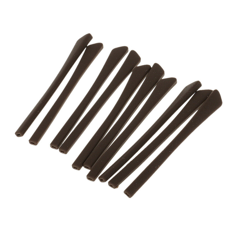 10x Expandable Silicone Eyeglasses End Tips Ear Sock Tubes Replacement Brown