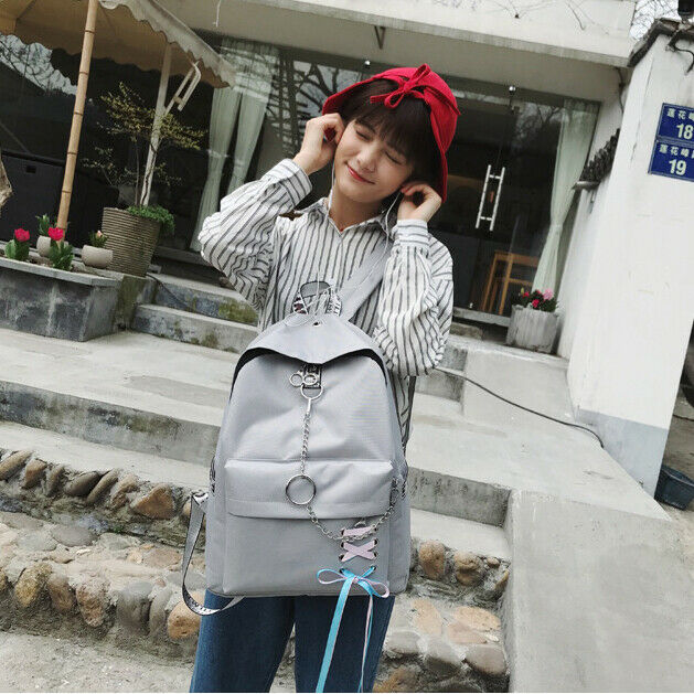 Fashion big capacity shopping bag laptop backpack rucksack canvas bags stud A8Z7