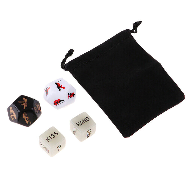 4x Acrylic Funny Spicy  Love Dice with Pouch Bachelor Party Love Couple