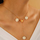 Butterfly Necklace Daisy Flower Sweet Long Choker Women Pendant Jewelry