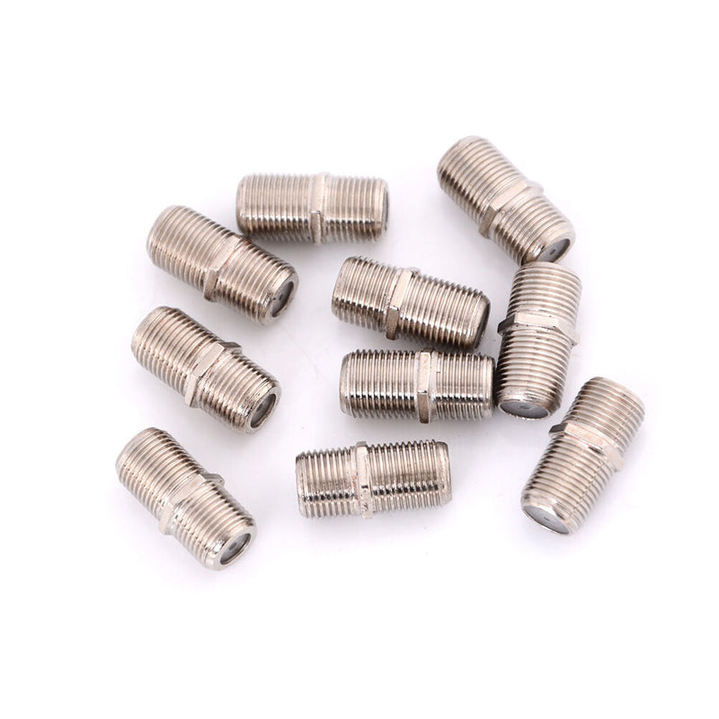 10pcs Aluminium Alloy Connector F Plug Coupler Adapter HD TV Coax Cable LJ