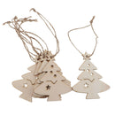 6pcs Mini Wooden Christmas Tree Pendants with Jute Rope Xmas Hanging Decor