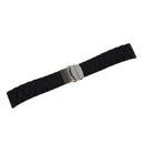 Black Silicone Waterproof Diving Watchband Strap Deployment Clasp 22mm