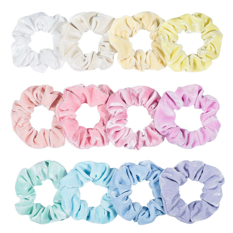 12 Pieces Velor Scrunchie, Velvet Scrunchies, Elastic Hair Velvet