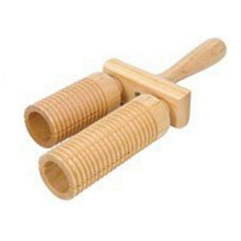 Music Percussion Pair of Wooden Agogo Bells Connected to Wooden Handle with U6V6