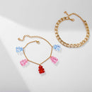 Women Multilayer Anklet Acrylic Bear Pendant Foot Chain Female Leg Jewelry Gift