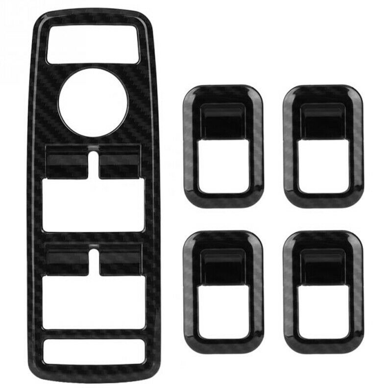5Pcs Car Auto Carbon Fiber Window Switch Button Trim Cover Frame For Merced