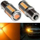 2x 1156 BA15S P21W 33 SMD LED Daytime Running Light Yellow Bulb Super Bright Kw