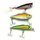 3pcs Lot Fishing Lures Mixed Set Minnow Crankbaits Topwater Popper Hook