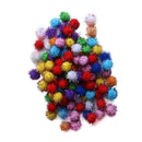 100 pcs Mini Colorful Sparkly Glitter Tinsel pompon Balls Toys Dog Cat Bird C6E2