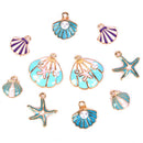 10pcs/lot Enamel Sea Starfish Shell Charms Pendant DIY Jewelry Making Findings