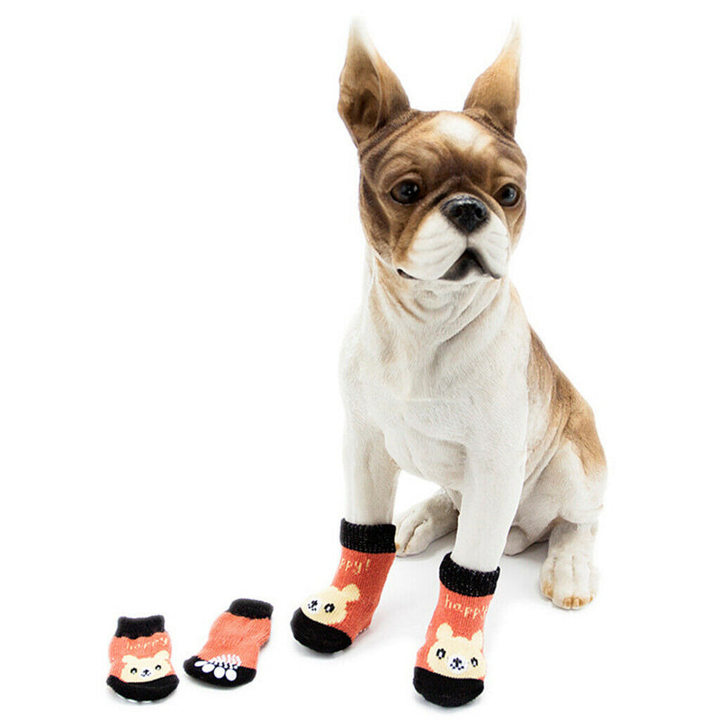 2 Pairs Cotton Anti-Slip Dog Socks, Pet Paw Protection for Indoor Wear - Knitted