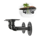 1X(2Pcs Industrial Black Iron Pipe Bracket Wall Mounted Floating Shelf Hang