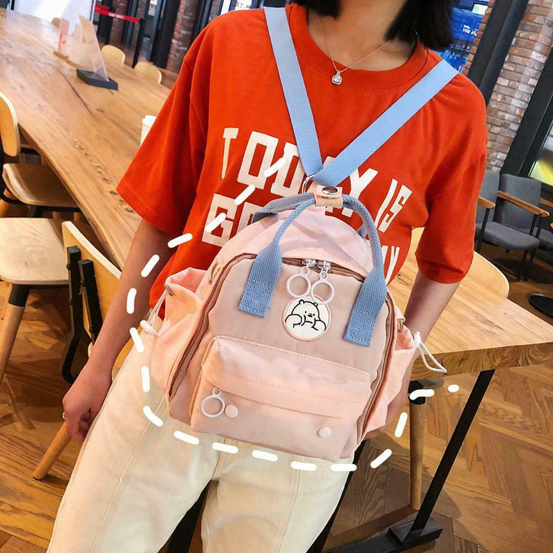 Animal Pattern Waterproof Backpacks Women Shoulder Crossbody Bags (Pink)