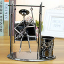 Creative Artist Sit In A Swing Pen Holder Desktop Decor Home Craft Container